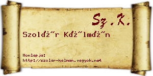 Szolár Kálmán névjegykártya