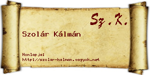 Szolár Kálmán névjegykártya